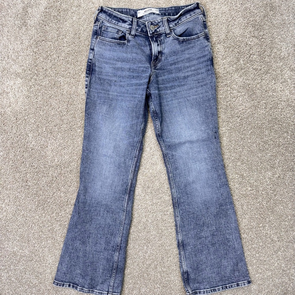 Hollister Jeans Womens 6R Mid-Rise Relaxed Boot Blue Acid Wash EUC